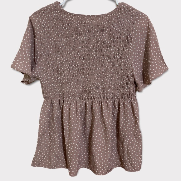 Urban Romantics Dusty Rose Pink Polka Dot Blouse L - Picture 3 of 5